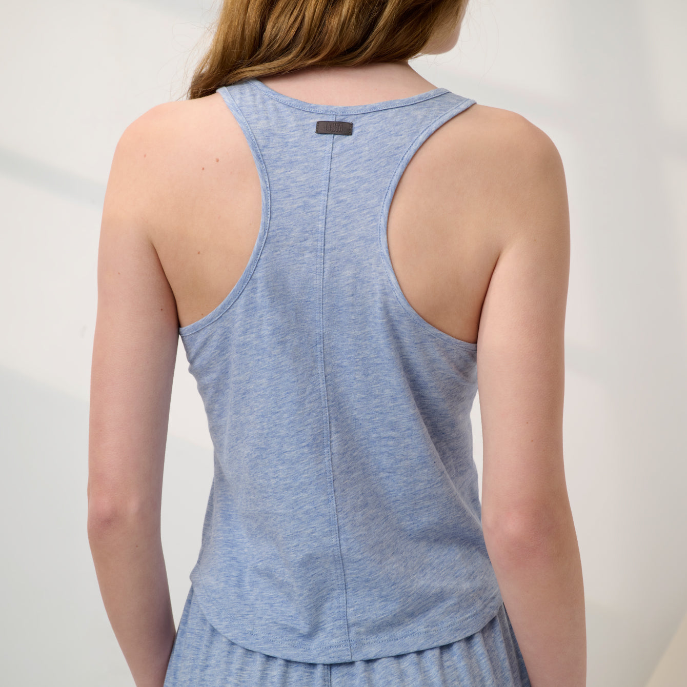 Lunya Pajamas - ORGANIC PIMA CURVED HEM TANK #Cloud Blue Heather