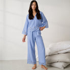 Lunya Pajamas - LINEN EMBROIDERED EYELET PANT - #Whisper Blue