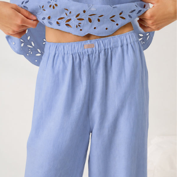 Linen Embroidered Eyelet Pant