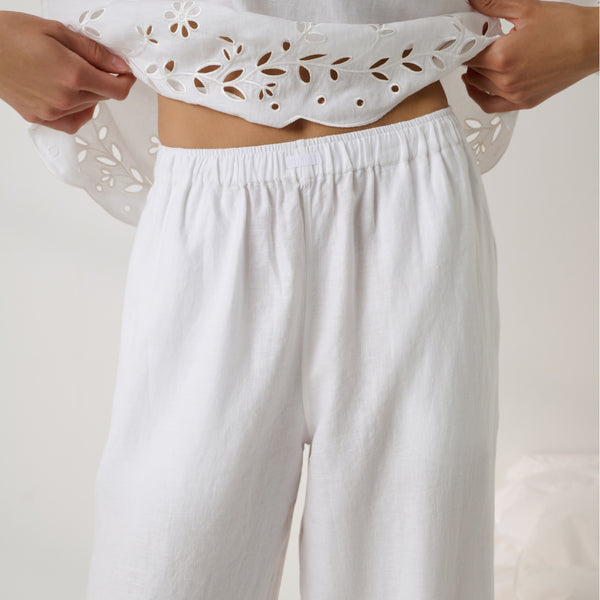 Linen Embroidered Eyelet Pant