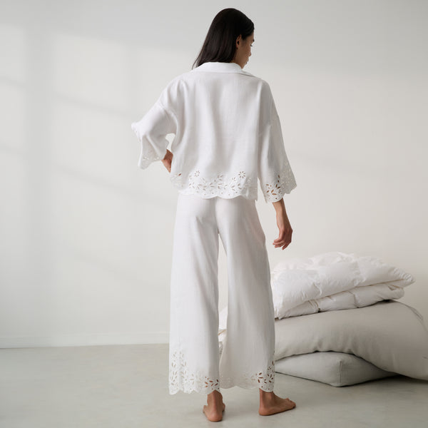 Linen Embroidered Eyelet Pant