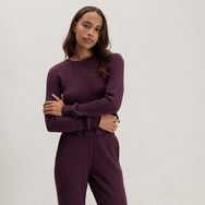 Lunya Loungewear Wafflesoft Crew Neck Long Sleeve - #Vintage Merlot
