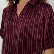 Lunya Pajamas Washable Silk High Rise Pant Set - #Currant Veil Stripe