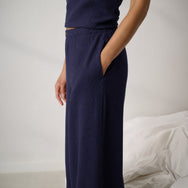 Lunya Pajamas - Organic Cotton Seersucker Pant #Deep Blue