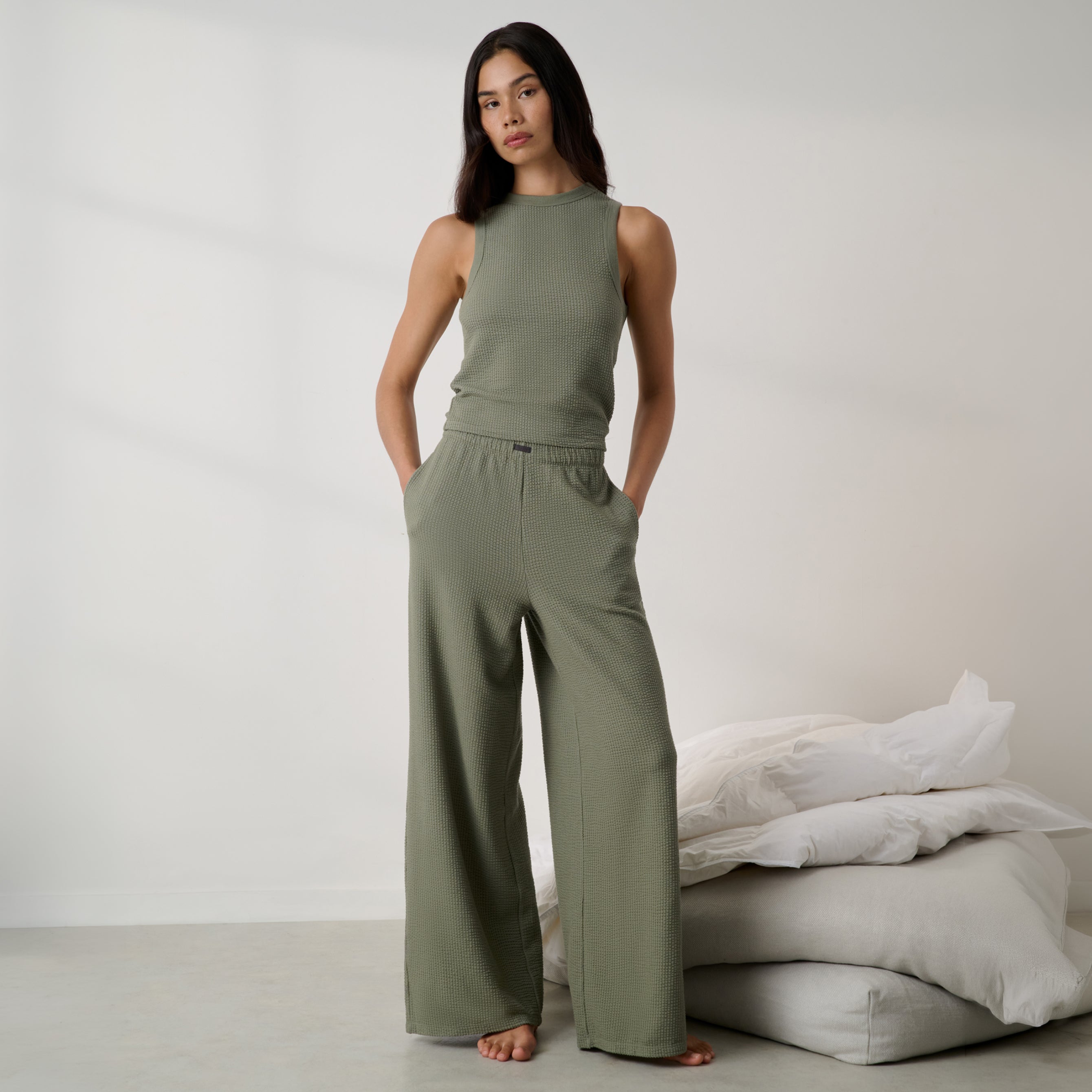 Lunya Pajamas - Organic Cotton Seersucker Tank #Fresh Herb