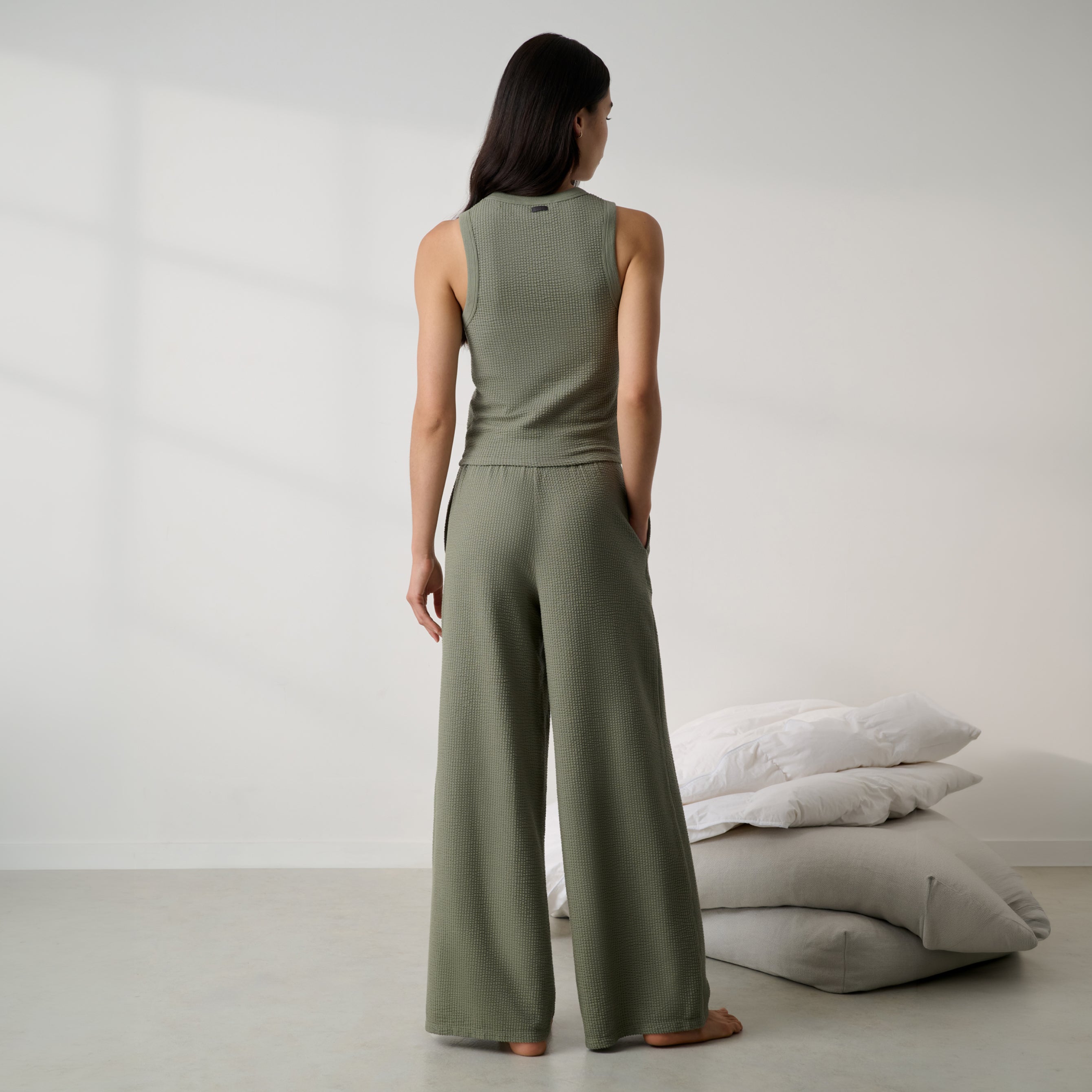 Lunya Organic Cotton Seersucker Pant for Women, Fresh Herb, XS