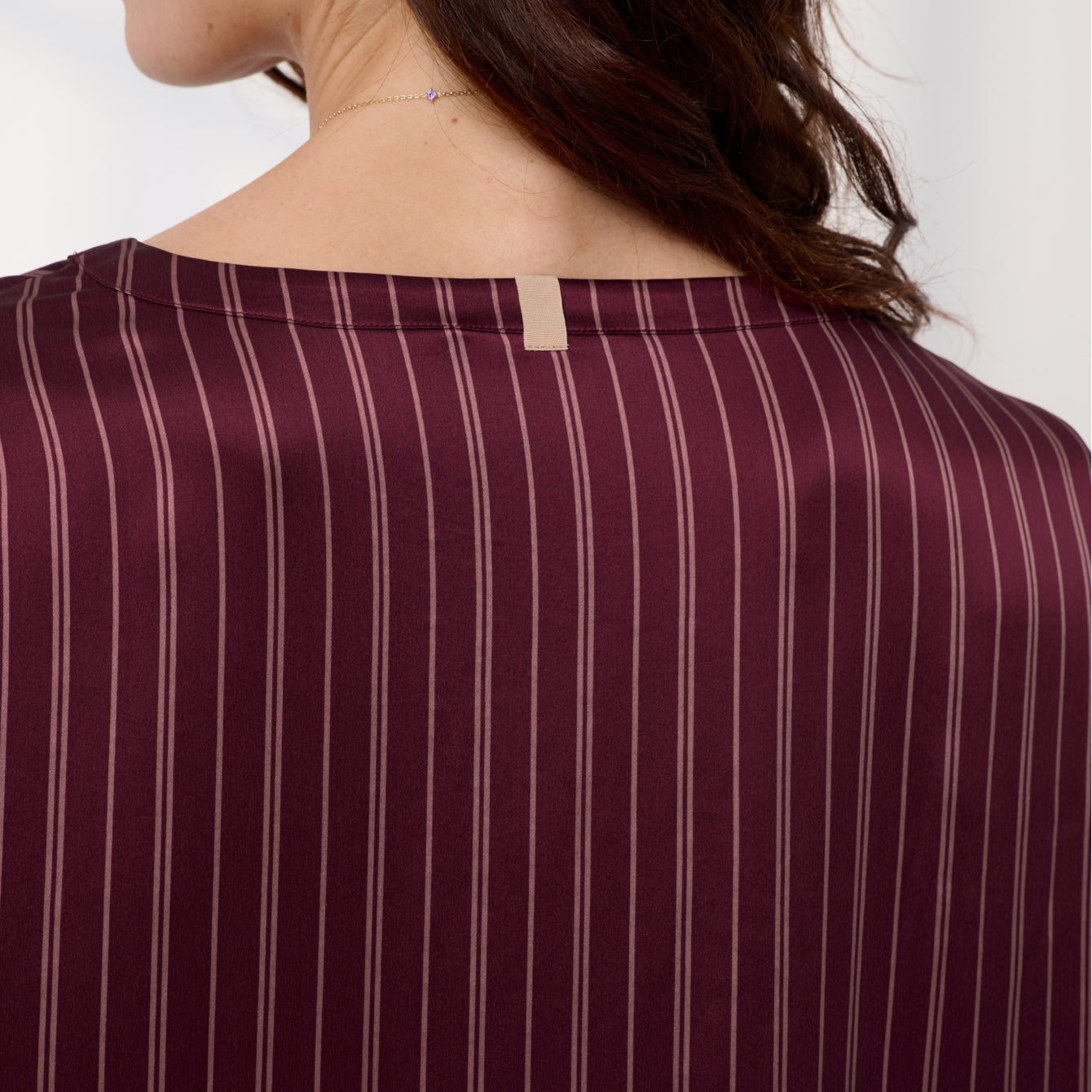 Lunya Pajamas Washable Silk Oversized Sleep Tee - #Currant Veil Stripe