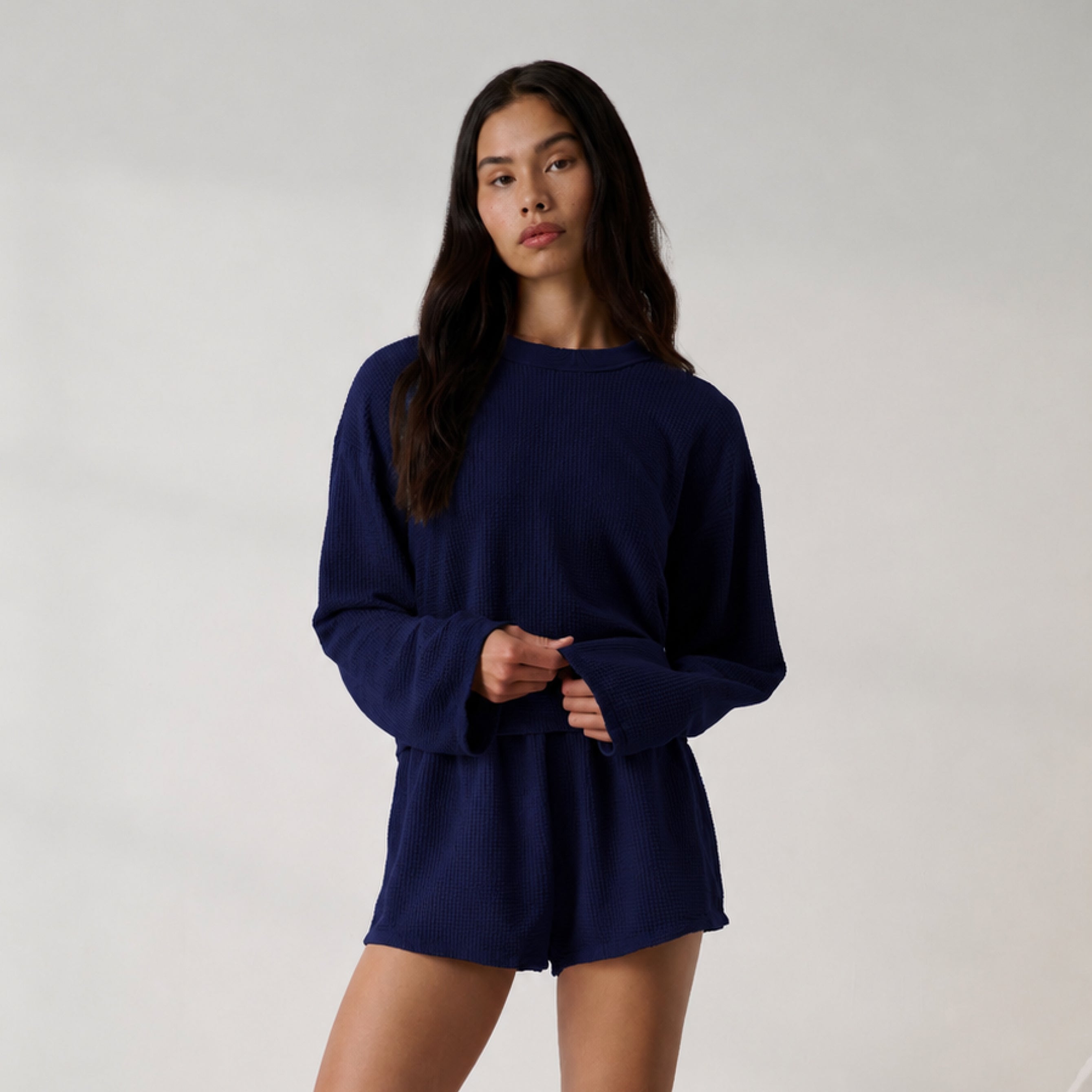 Lunya Pajamas - Organic Cotton Wide Sleeve Top #Deep Blue