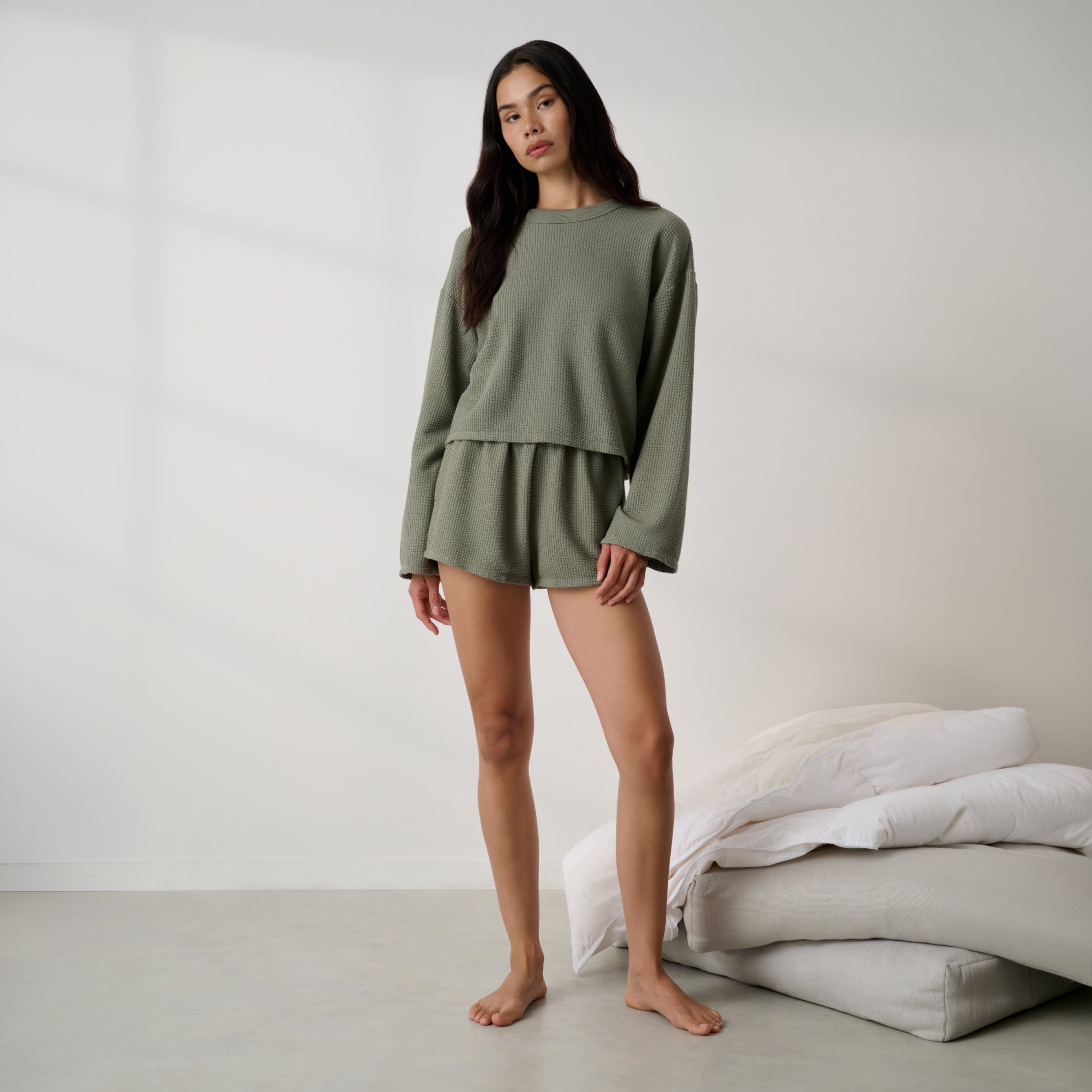 Lunya Pajamas - Organic Cotton Wide Sleeve Top #Fresh Herb
