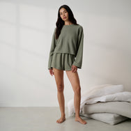 Lunya Pajamas - Organic Cotton Wide Sleeve Top #Fresh Herb