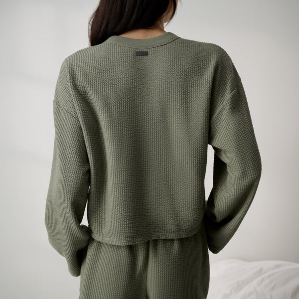 Organic Cotton Seersucker Wide Sleeve