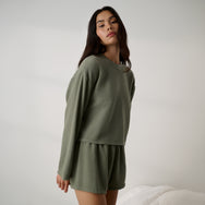 Lunya Pajamas - Organic Cotton Wide Sleeve Top #Fresh Herb