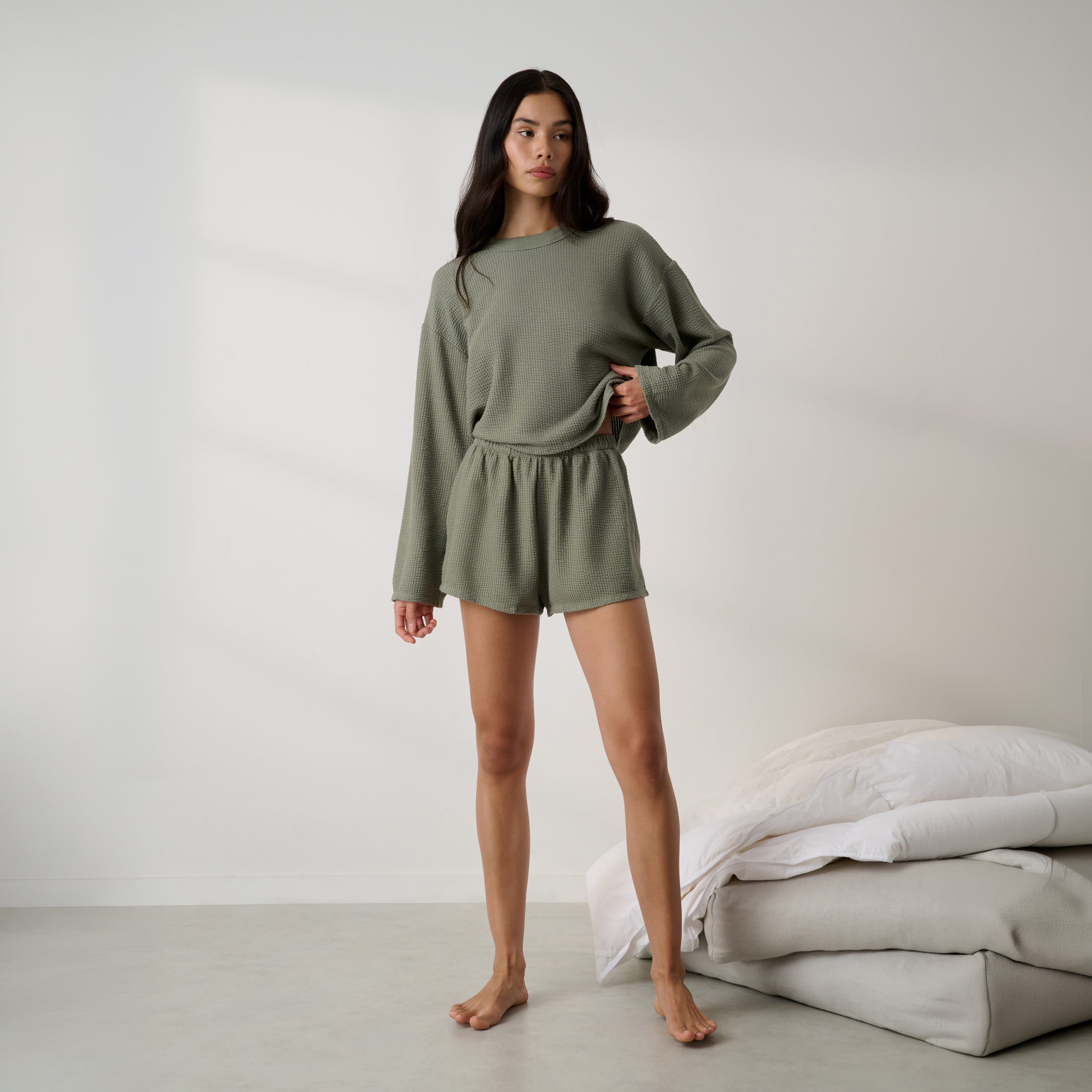 Lunya Pajamas - Organic Cotton Seersucker Short #Fresh Herb