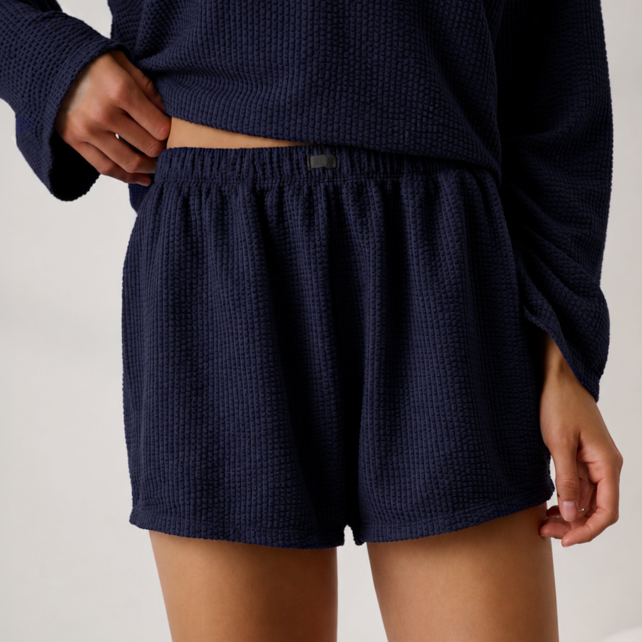 Lunya Pajamas - Organic Cotton Seersucker Short #Deep Blue