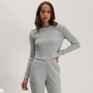 Lunya Loungewear Wafflesoft Crew Neck Long Sleeve - #Moonlit Grey Heather