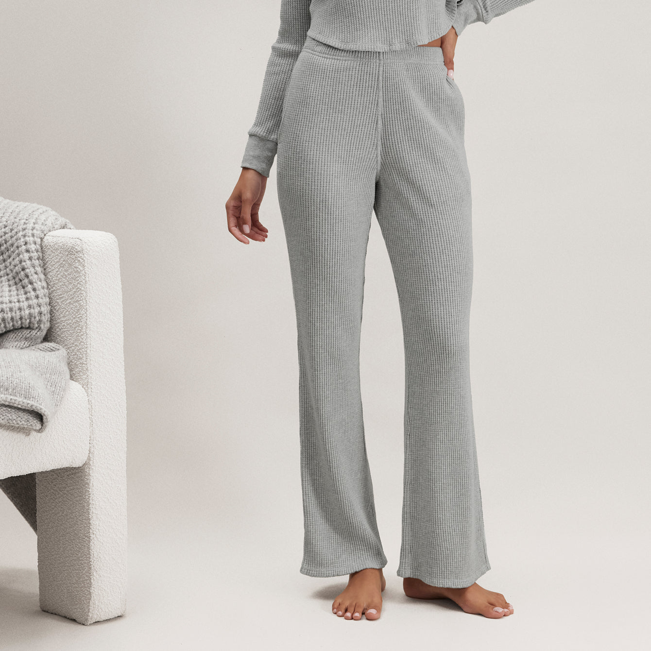 Lunya Loungewear Wafflesoft Wide Leg - #Moonlit Grey Heather