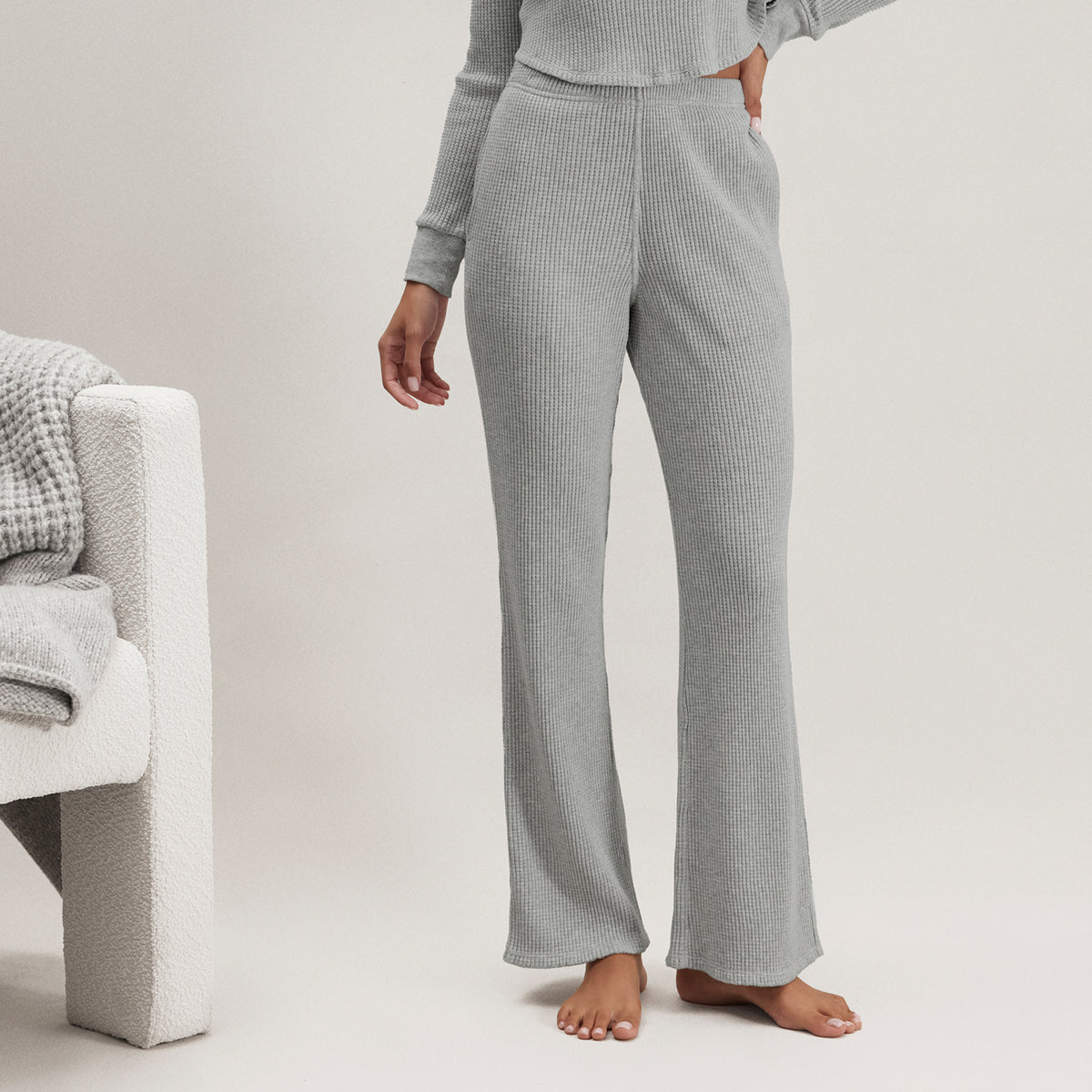 Lunya Loungewear Wafflesoft Wide Leg - #Moonlit Grey Heather