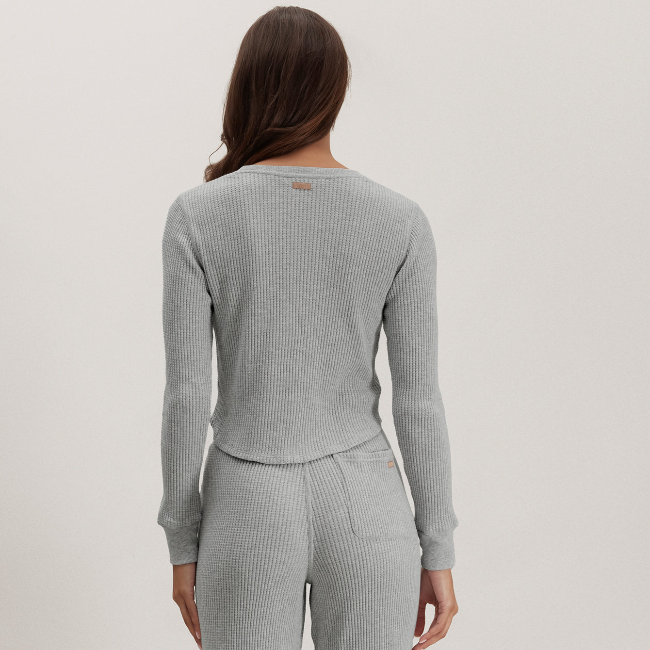 Lunya Loungewear Wafflesoft Crew Neck Long Sleeve - #Moonlit Grey Heather