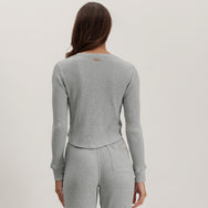 Lunya Loungewear Wafflesoft Crew Neck Long Sleeve - #Moonlit Grey Heather