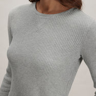 Lunya Loungewear Wafflesoft Crew Neck Long Sleeve - #Moonlit Grey Heather
