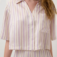 Lunya Pajamas - WASHABLE SILK HIGH RISE PANT SET #Wisteria Stripe
