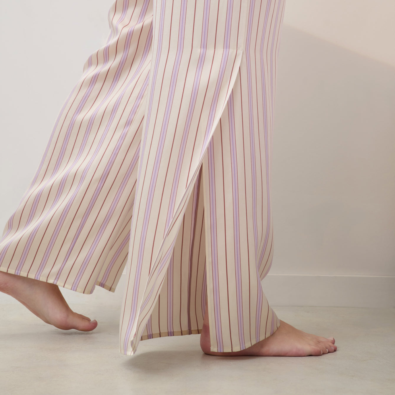 Lunya Pajamas - WASHABLE SILK HIGH RISE PANT SET #Wisteria Stripe