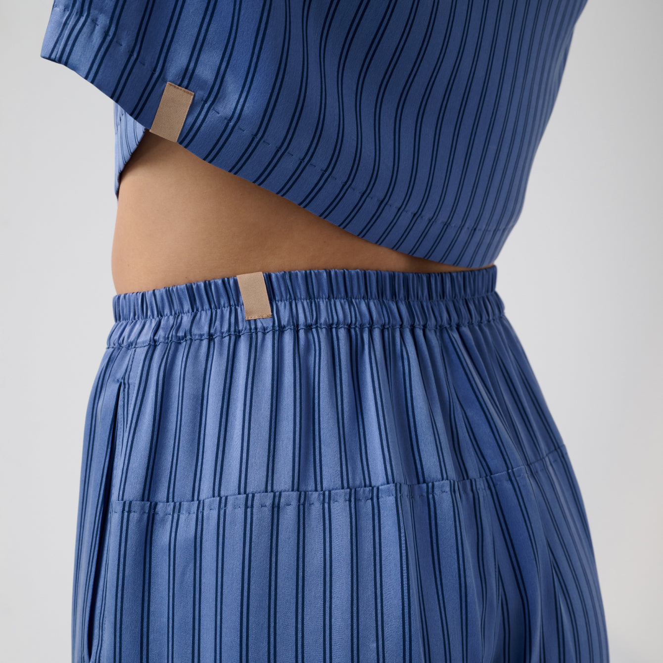 Lunya Pajamas Washable Silk High Rise Pant Set - #Coastal Stripe