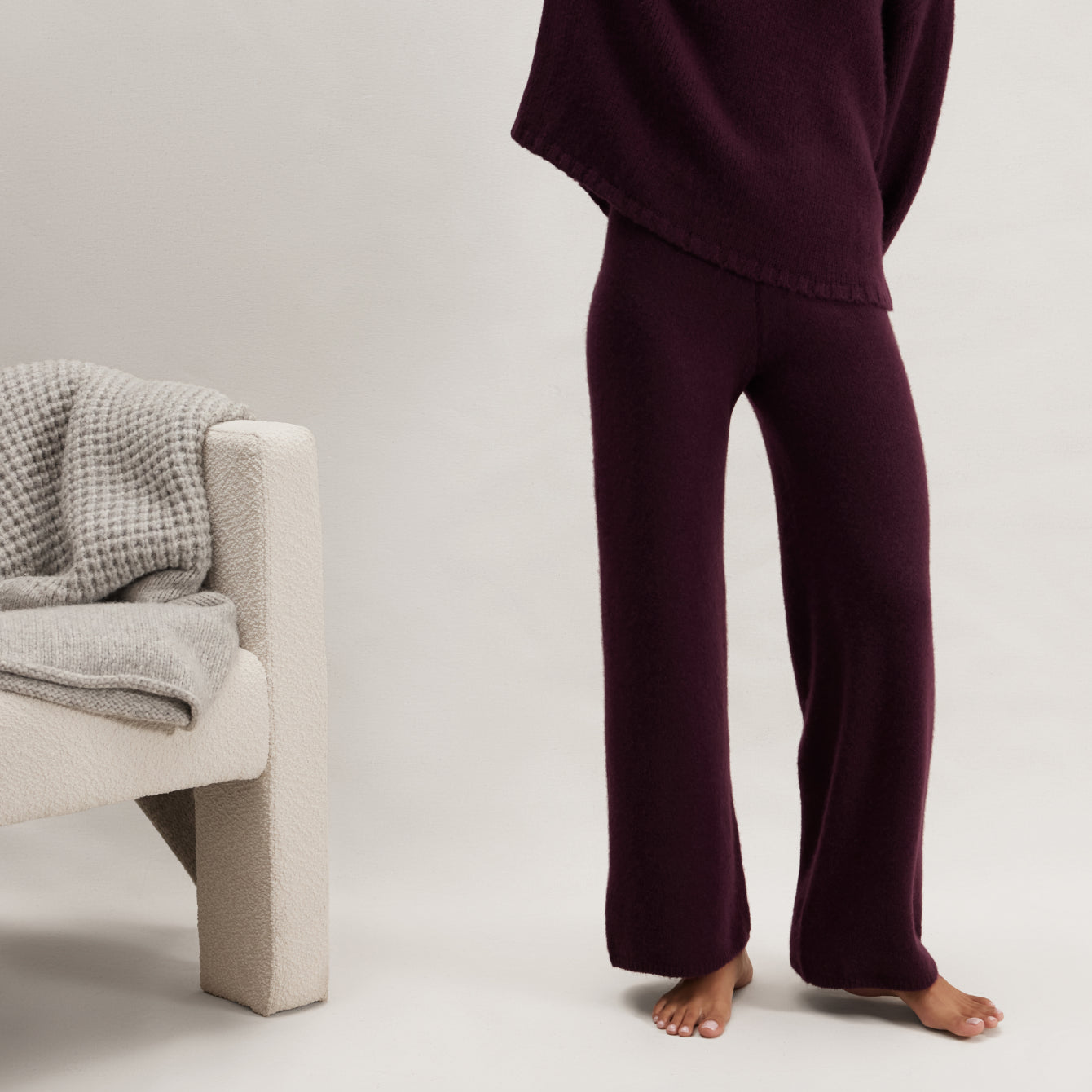 Lunya Loungewear Cashmere Wool Wide Leg Pant - #Vintage Merlot