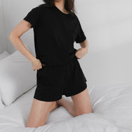 Lunya Pajamas Organic Pima Tee Short Set - #Immersed Black