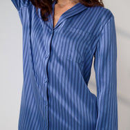 Lunya Pajamas Washable Silk Sleep Shirt Dress - #Coastal Stripe