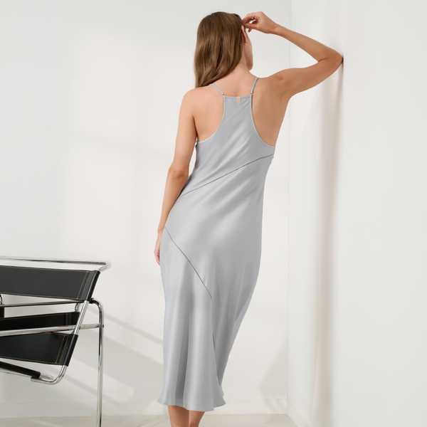Washable Silk Ladder Stitch Pieced Slip Dress