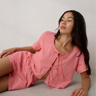 Lunya Pajamas - Airy Cotton Short #Sunset Stripe