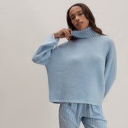 Lunya Loungewear Cashmere Wool Turtleneck - #Frosted Lagoon
