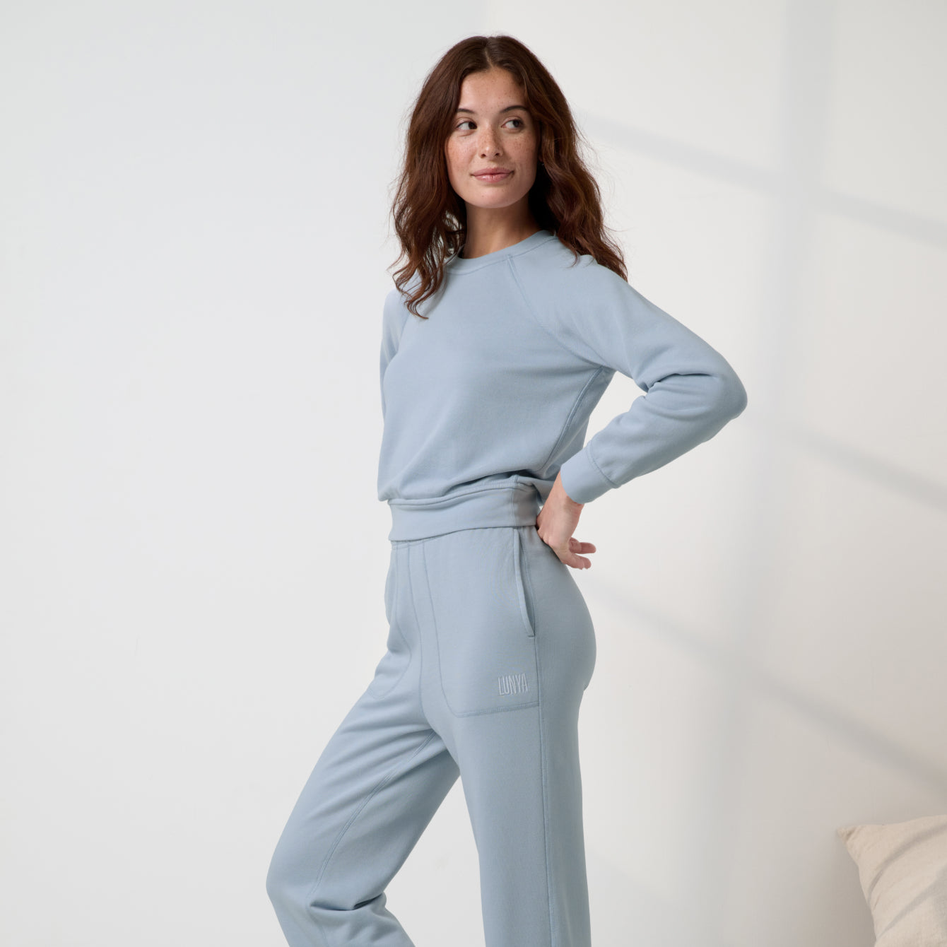 Lunya Loungewear Silksweats™ Lightweight Terry Slim Fit Raglan - #Welkin Blue