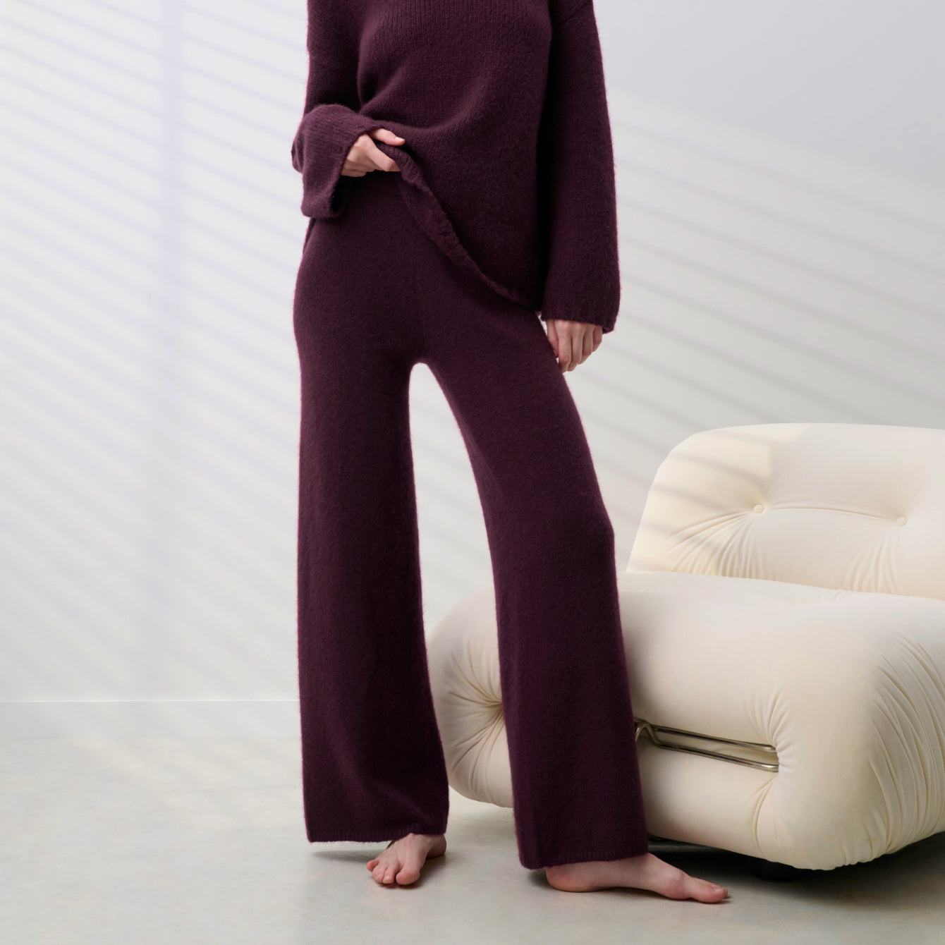 Lunya Loungewear Cashmere Wool Wide Leg Pant - #Vintage Merlot