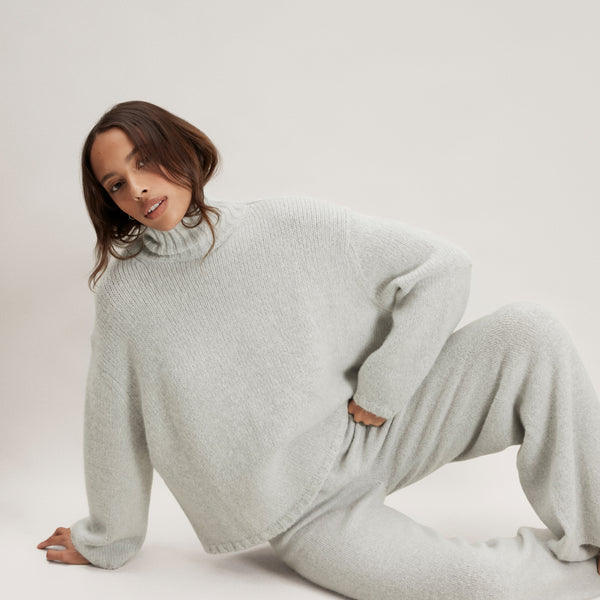 Cashmere Wool Wide Leg Pant