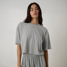 Lunya loungewear - Organic Pima Cropped Easy Tee - #Storm Grey Heather