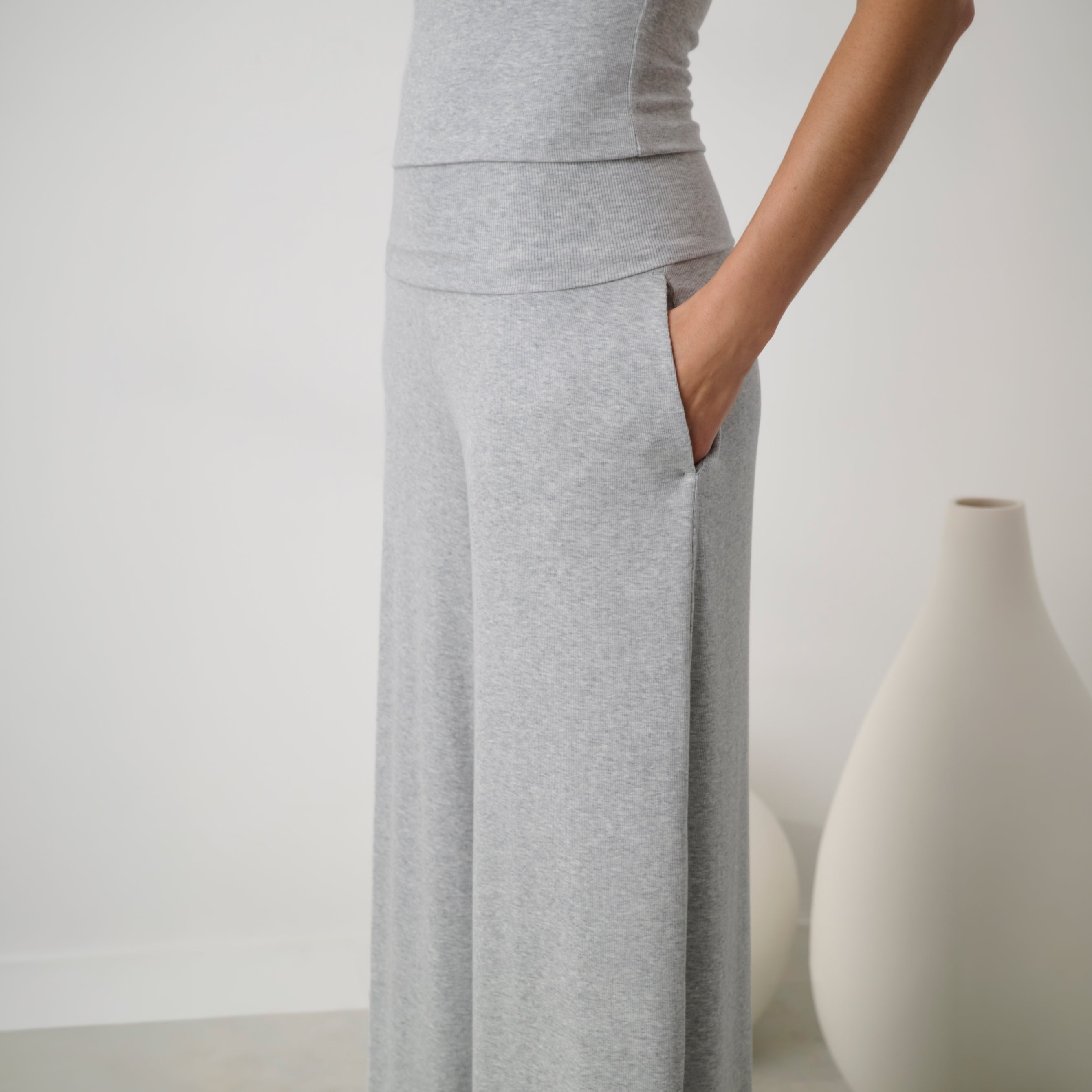 Lunya Pajamas - Soft Modal Rib Foldover Pant #Napping Dove Heather