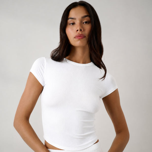 Soft Modal Rib Curved Hem Tee