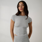 Lunya Pajamas - Soft Modal Curved Hem Tee #Napping Dove Heather