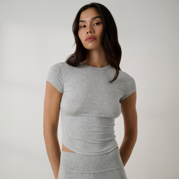 Soft Modal Rib Curved Hem Tee