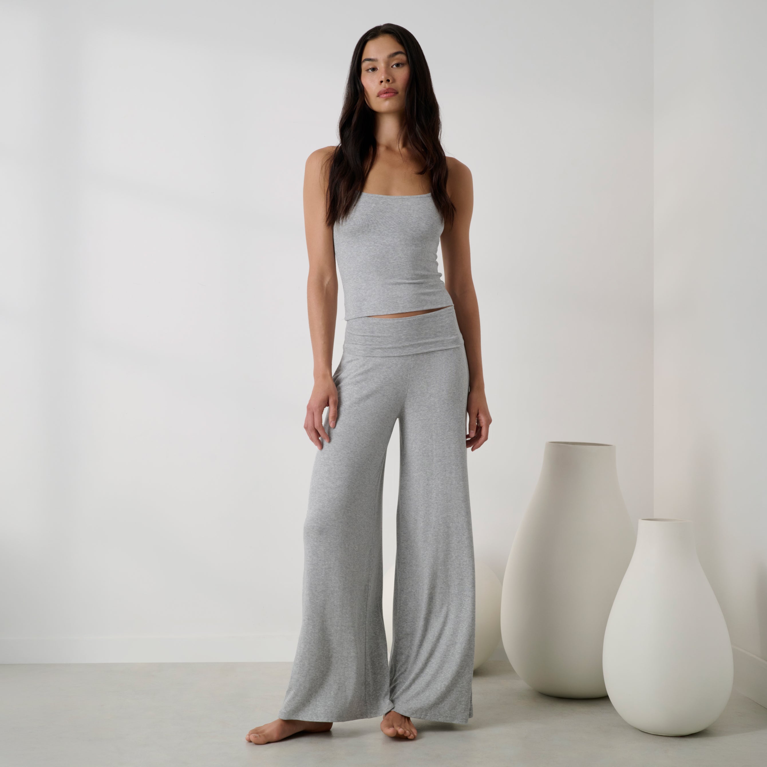 Lunya Pajamas - Soft Modal Rib Foldover Pant #Napping Dove Heather