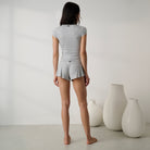 Lunya Pajamas - Soft Modal Rib Foldover Short #Napping Dove Heather