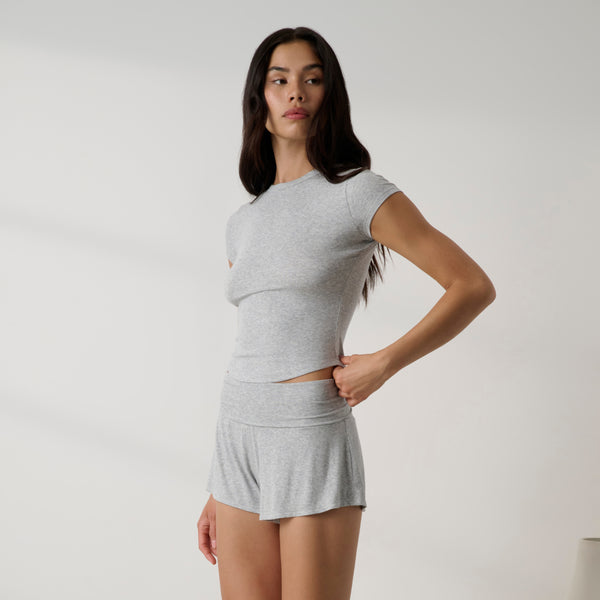 Soft Modal Rib Curved Hem Tee