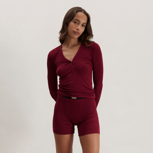 Soft Modal Rib V-Neck Henley