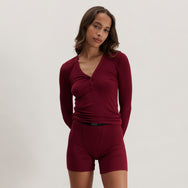 Lunya Pajamas Soft Modal Rib V-Neck Henley - #Calliope Wine