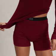 Lunya Loungewear Soft Modal Rib Boyshort - #Calliope Wine