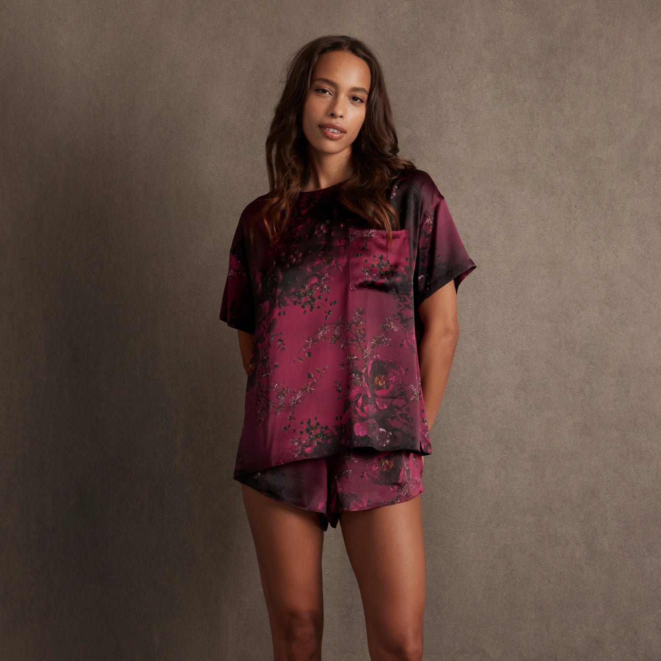 Lunya Pajamas Lunya x Rosandich Washable Silk Tee Short Set - #Rouge Reverie