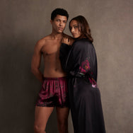 Lunya Pajamas Lunya x Rosandich Washable Silk Long Kimono Robe - #Nocturne Bloom