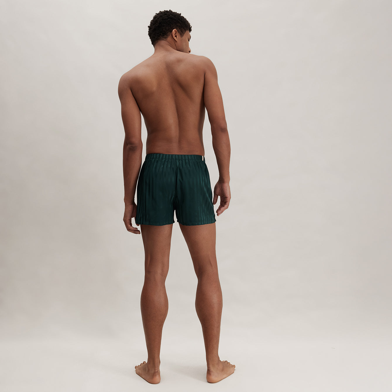 Lunya Men's Washable Silk Striped Jacquard Boxer - #Dusky Cypress Jacquard